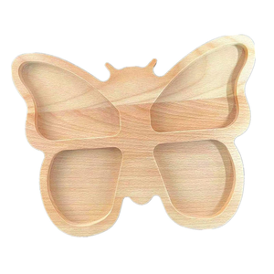 Plateau de service en bois de qualité supérieure pour fruits secs, forme papillon, 4 compartiments, idéal pour les réunions de famille - Product Image 1