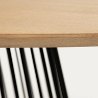 Table de salle à manger de style européen moderne avec base en métal de style cage et plateau en bois de manguier massif de forme ovale pour la maison, la cuisine ou le restaurant