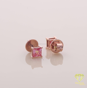 Luxury Pink Princess Cut Moissanite Diamond Stud <b>Earrings</b> In 925 Sterling Silver Secure Screw <b>Back</b> Jewelry For Women And Girls - Product Image 6