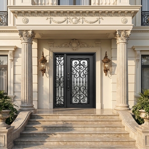Puerta de Entrada Doble Abatible de Hierro Forjado Tradicional KHP, 5000 mm de Ancho, 3000 mm de Alto, Recubrimiento en Polvo, Duradera, para Uso Exterior, Manual - Product Image 3