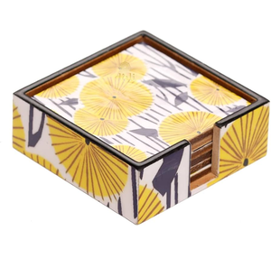 High Quality MDF Enamel Printed Coaster With Yellow Floral Design Oriental Style Table <b>Mats</b> Pad Coaster - Product Image 1