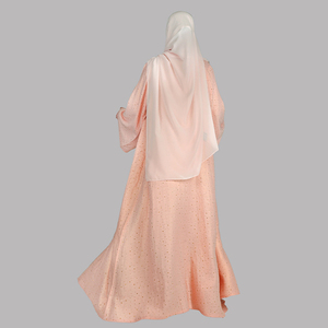 OEM Private Label Women Abaya Premium Modest <b>Islamic</b> <b>Clothing</b> with Matching Hijab Sets Satin Plaid OEM Service - Product Image 4