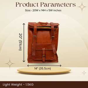 Travel Ready Leather <b>Roll</b> Top <b>Backpack</b> Luggage Strap Rucksack For Airport Commute Business Laptop Bag LRTB-0151 - Product Image 2