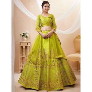 ผ้าไหม mehendi สีเขียวที่ยอดเยี่ยมชุด lehenga choli กับ dupatta - Product Image 6