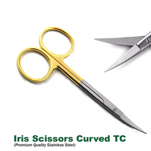 Gran Oferta: Nuevo Set Profesional de 5 Piezas de Tijeras Quirúrgicas Dentales Curvas TC Iris Alemanas de 4.5 Pulgadas, de Acero Inoxidable de Precisión Max - Product Image 4