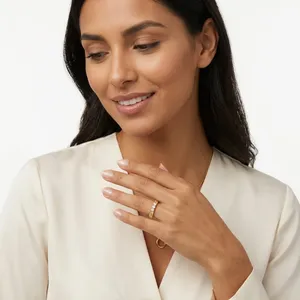 Women's 18K Solid Gold Round Brilliant Cut Diamond Engagement <b>Ring</b> Luxury Classic Style for Anniversary Party Gift - Product Image 1