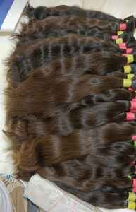 Extensiones de cabello virgen de textura natural Remy indio, cabello crudo liso a granel, tejido de cabello de templo indio del Sur - Product Image 5