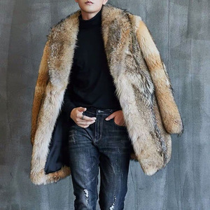 Winter 2025 New <b>Men's</b> <b>Long</b> Faux Wolf Coat Fur Coat Faux Mink Fur Coat <b>Men</b> - Product Image 1