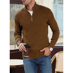 Sweat-shirt polaire pour homme à demi-zip, col montant, manches longues, décontracté, pour l'hiver et l'extérieur, 100% coton respirant - Product Image 3