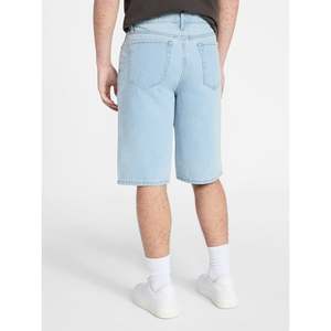 Venta al por mayor directa de fábrica, OEM personalizado, shorts de mezclilla sólidos ecológicos lavados para hombre, estilo urbano, 100% algodón, shorts holgados y sueltos. - Product Image 2