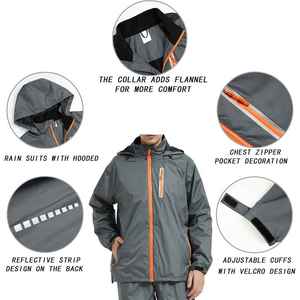 Traje Impermeable Universal para Adultos, Chaqueta Gris con Capucha y Pantalones a Juego para Senderismo y Camping al Aire Libre - Product Image 2