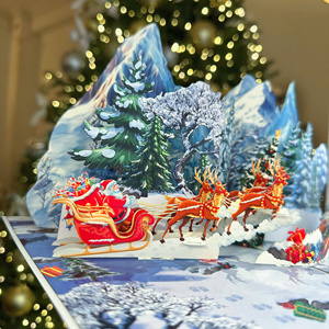 Tarjeta de Felicitación Navideña 3D Pop-Up con Escena de Pueblo Nevado, Tarjeta Rectangular de Papel para las Fiestas, Impresión Digital, Laminado Brillante - Product Image 5