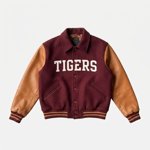 Veste universitaire personnalisée pour homme en laine/viscose, col montant, fermeture éclair, broderie de logo personnalisée, écologique - Product Image 3