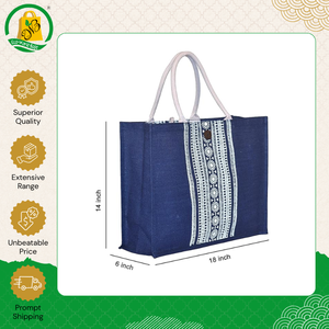 New Design Eco-Friendly Custom Printed Dyed Jute Burlap Tote Shopping Bag with Fashionable Cotton Webbing Tape Handle - Product Image 4