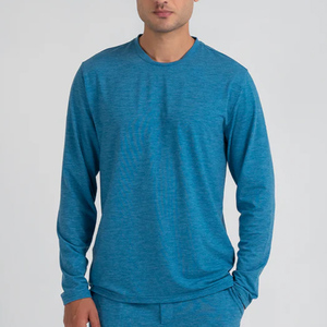 Chemises à manches longues pour hommes personnalisées, haute performance, couleur unie, 100% coton, séchage rapide, légères, t-shirts de sport - Product Image 1