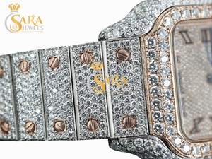 Montre Moissanite en or glacé haut de gamme, diamants étincelants créés en laboratoire pour les cadeaux de fête ou les collectionneurs disponibles au meilleur prix - Product Image 4