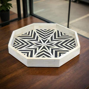 Plateau de service personnalisé fait à la main en incrustation d'os et de nacre de qualité supérieure Décoration intérieure unique pour la cuisine Plateau de service de qualité supérieure - Product Image 2