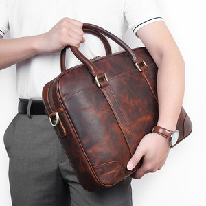 กระเป๋าธุรกิจหนังแท้ทนทาน รับผลิตตามแบบ (OEM) พร้อมสกรีนโลโก้ กระเป๋าเอกสารสำหรับใส่แล็ปท็อปและเก็บเอกสาร - Product Image 6