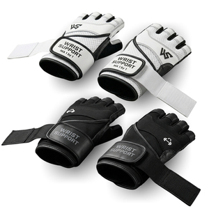 Leather Gym Fitness Wear Gloves Wrist <b>Support</b> Weightlifting Bodybuilder Trainer PU Leather Neoprene Gloves - Product Image 1