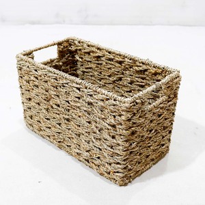 Best Selling Eco-Friendly Rustic Rectangular Seagrass Storage Basket Woven <b>Shelf</b> Organizer with Fabric <b>Liner</b> - Product Image 2