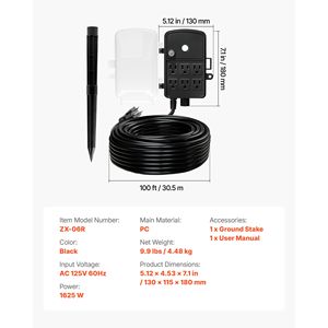 Cavo di prolunga da 30 metri per esterni con copertura impermeabile, 6 prese, protezione da sovraccarico 13A - Product Image 3