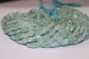 Perles d'aquamarine bleue naturelle AAA, perles lisses sculptées à la main, 6*8 MM, brins de 16 pouces, pierres précieuses en vrac pour la fabrication de bijoux - Product Image 6