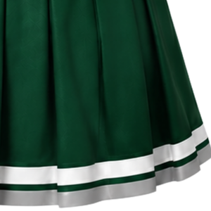 Jupe de cheerleading plissée vert foncé avec bordure à rayures blanches, uniforme de performance athlétique pour femmes et filles, tenue d'équipe - Product Image 6