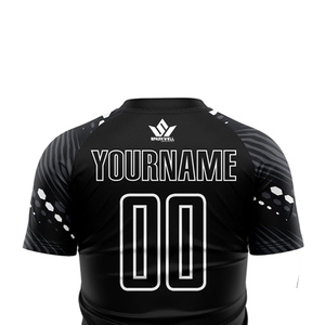 Camiseta de Fútbol Personalizada para Hombre SPARKWELL, Negra, con Estampado Sublimado, Absorbente de Humedad, Ajustada, Manga Corta, para Adultos, 100% Algodón - Product Image 2