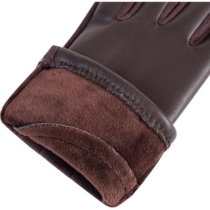 Gants en PU pour femmes, longueur opéra, style rétro, thermiques, hiver, décontractés, compatibles écran tactile, respirants, doublure en laine écologique, marron, pour le cyclisme - Product Image 3