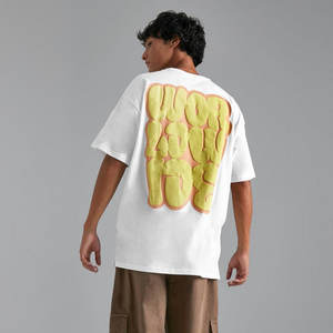 T-shirt Homme Grande Taille Écologique Coupe Ample Couleur Unie Streetwear Imprimé en Relief Tissu Épais Style Vintage - Product Image 5