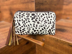 Véritable cuir de vachette bracelet pochette sac à main pochette marron portefeuille Western patchs cheveux sur peau imprimé Animal pochette en cuir véritable - Product Image 4