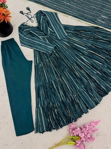 Conjunto de Vestido Anarkali Largo con Vuelo, el Más Vendido, para Mujer, con Dupatta de Encaje con Espejos, para Bodas, Fiestas y Ocasiones Especiales - Product Image 4