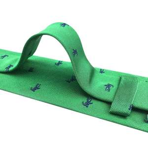Cravate pour homme en soie tissée 100% faite à la main, motif crocodile vert bleu foncé, personnalisée sur mesure, Chine - Product Image 3