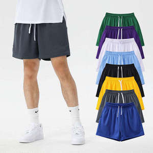 Shorts amples d'été pour hommes en tissu mesh avec logo personnalisé, double couche, style américain, en coton respirant - Product Image 1