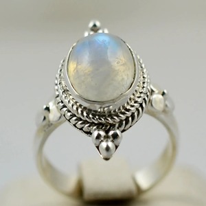 Blue Fire Rainbow Moonstone <b>Ring</b> 925 Sterling <b>Silver</b> Handmade <b>Statement</b> Promise <b>Ring</b> for Women Boho Oval June Birthstone Jewelry - Product Image 1