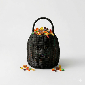 Cesta de Mimbre Hecha a Mano con Forma de Fantasma Espeluznante para Halloween, Portavelas y Cesta de Almacenamiento para Fiestas, Venta al por Mayor desde Vietnam - Product Image 3