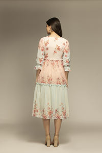 Sustainable Design Multicolor Floral Printed Flared <b>Dress</b> Comfortable Loose Fit Wear Casual Women <b>Dresses</b> at Wholesale Supply - Product Image 3