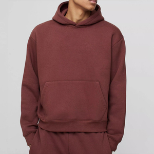 Embroidery Custom <b>Hoodie</b> 450gsm 100% Cotton Oversized High Quality Boxyfit Hoodies <b>Men</b> <b>Burgundy</b> - Product Image 1