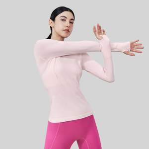 Camisetas de manga larga para mujer al por mayor, ajustadas, de cuello redondo, para primavera y otoño, camisetas básicas lisas - Product Image 2