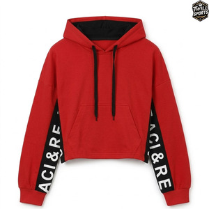 Novedad: Sudadera con capucha de punto casual para mujer, estilo crop top, con logo frontal, 100% algodón, anti-bolitas, para invierno, MOQ bajo. - Product Image 2