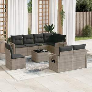 Grey Garden <b>Sofa</b> <b>Set</b> With Cushions UV Resistant PE Rattan Outdoor Furniture Contemporary Design Durable Garden Seating - Product Image 1