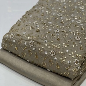 Proveedor Mayorista de Tela de Seda Bordada con Cuentas, Fabricante de Tela de Seda con Trabajo de Bordado en India, Tela de Seda Bordada con Cuentas - Product Image 4