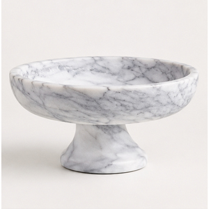 Mangkuk Alas Marmer Putih Mewah Buatan Tangan dari Batu Alam, Mangkuk Buah Grosir, Mangkuk Hiasan Tengah Meja Makan Modern dari Marmer - Product Image 1