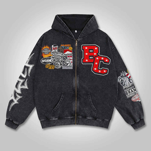 Sweat à capuche homme 2026 personnalisé avec fermeture éclair et logo, manches longues, épaules tombantes, style streetwear tendance - Product Image 3