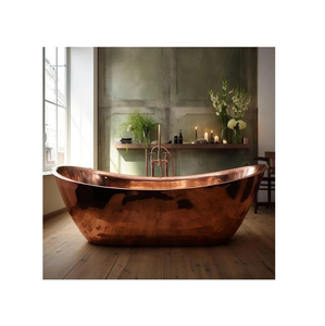 Bañera de Cobre Moderna Hecha a Mano, Bañera Independiente para Interiores Contemporáneos, Bañera de Cobre Artesanal de Estilo Vintage para el Lujo - Product Image 5