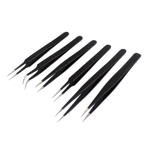 Juego de 6 Pinzas Antiestáticas de Acero Inoxidable para Cejas, Herramientas de Mantenimiento de Calidad Premium - Product Image 1