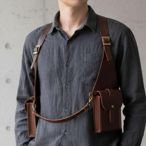 Soft Shell Genuine <b>Leather</b> High Quality Unisex Shoulder Holster Bag Adjustable Crossbody Strap Multiple Pockets Camouflage 25L - Product Image 1