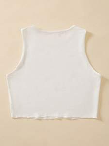 Clean Fit White Scoop Neck Crop Women <b>Top</b> Soft Stretch Casual Basic Tank Summer Slim Vest Custom women's shirt Apparel - Product Image 5