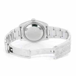 Montre de luxe bicolore avec lunette sertie de diamants, 40 mm, cadran noir, acier inoxydable, or rose, affichage de la date - Product Image 3