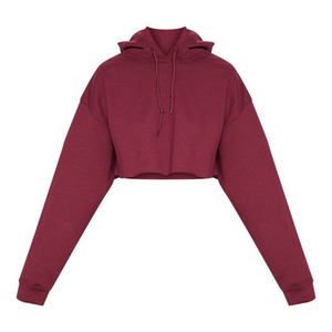 Sweat-shirt à capuche en polaire pour femme, manches longues, écologique, chaud, coupe courte, avec logo sur le devant - Product Image 3